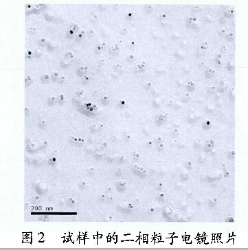 圖2試樣中的二相粒子電鏡照片